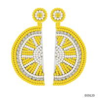 Earring Jewelry Seedbead Lemon fashion jewelry & for woman & with rhinestone yellow Sold By Pair