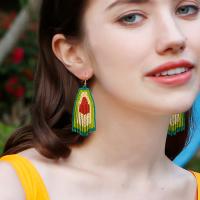 Fashion Fringe Earrings, Seedbead, Avocado, fashion jewelry & for woman, green, 35x100mm, Sold By Pair