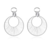 Tibetan Style Drop Earrings, Round, silver color plated, fashion jewelry & for woman, 60x80mm, Sold By Pair