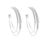 Lo zinco in lega Stud Earring, lega in zinco, placcato color argento, gioielli di moda & per la donna & con strass, 45x45mm, Venduto da coppia