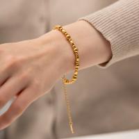 Bijoux bracelet en acier inoxydable, Acier inoxydable 304, avec 5.5cm chaînes de rallonge, Placage, bijoux de mode, doré, 6mm, Longueur:16 cm, Vendu par PC