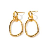 Stainless Steel Drop Earring, 304 Stainless Steel, plated, fashion jewelry, golden, 16.30x32.20mm, Sold By Pair