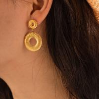 Stainless Steel Drop Earring 304 Stainless Steel Round plated fashion jewelry golden Sold By Pair