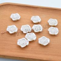 ABS Plastic Beads, ABS Plastic Pearl, Flower, DIY, white, 19x19mm, Hole:Approx 1.5mm, Approx 100PCs/Bag, Sold By Bag