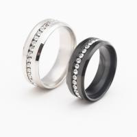 Rhinestone нержавеющей стали палец кольцо, Нержавеющая сталь 304, Другое покрытие, разный размер для выбора & инкрустированное микро стразы, Много цветов для выбора, продается PC