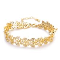 Brass Bracelet & Bangle plated & micro pave cubic zirconia & for woman gold Sold By PC