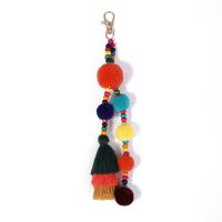 Polyester Yarns Key Clasp, with Wood, multifunctional, more colors for choice, 220mm, Sold By PC