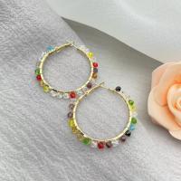 Zinc Alloy Hoop Earring with Seedbead & Crystal fashion jewelry & for woman nickel lead & cadmium free Sold By Pair