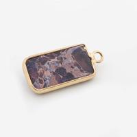 Natural Imperial Jasper Pendants Impression Jasper with Brass Rectangle gold color plated DIY purple Sold By PC