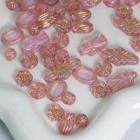 Guld Accent akryl perler, Vintage & du kan DIY & blandet, lyserød, 14mm, Solgt af Bag