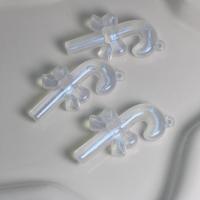 Acrylic Pendants, Christmas Candy Cane, DIY, clear, 27x48x10mm, Approx 107PCs/Bag, Sold By Bag