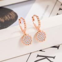 Cubic Zirconia Micro Pave Brass Earring, rose gold color plated, fashion jewelry & micro pave cubic zirconia & for woman, nickel, lead & cadmium free, 10x25mm, Sold By Pair