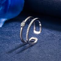 Cubique anneau en laiton Circonia Micro Pave, bijoux de mode & pavé de micro zircon & pour femme, protéger l'environnement, sans nickel, plomb et cadmium, 7x20mm, Vendu par paire