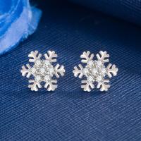 Cubic Zirconia Micro Pave Brass Earring Snowflake fashion jewelry & micro pave cubic zirconia & for woman nickel lead & cadmium free Sold By Pair