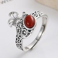 925 Sterling Silver Finger Rings with Yunnan Red Agate Money Bag Antique finish fashion jewelry & Unisex nickel lead & cadmium free 16mm Sold By PC