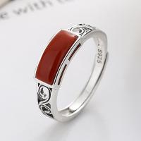 925 Sterling Silver Finger Rings with Yunnan Red Agate Antique finish fashion jewelry & for woman nickel lead & cadmium free Sold By PC