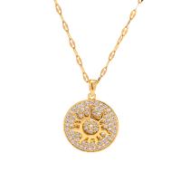 Stainless Steel Jewelry Necklace 304 Stainless Steel with 2.36inch extender chain 18K gold plated fashion jewelry & micro pave cubic zirconia & for woman golden 20.60mm Length Approx 15.75 Inch Sold By PC