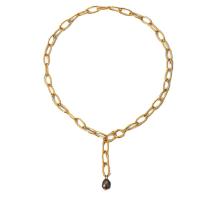Stainless Steel Jewelry Necklace 304 Stainless Steel with Plastic Pearl 18K gold plated fashion jewelry & for woman golden Sold Per Approx 16.73 Inch Strand
