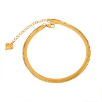Fashion Jewelry Anklet, Titanium Steel, with 1.97inch extender chain, 18K gold plated, Double Layer & for woman, golden, Length:Approx 7.87 Inch, Sold By PC