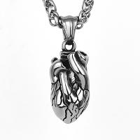 Titanium stål halskæde, Heart, poleret, mode smykker & forskellige stilarter for valg & for mennesket, 30.10x14.30mm, Længde 60 cm, Solgt af PC