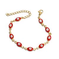 Bracelet Evil Eye bijoux, Acier inoxydable 304, avec 1.97inch chaînes de rallonge, Plaqué or 18K, bijoux de mode & pour femme & émail, plus de couleurs à choisir, Longueur:Environ 6.1 pouce, Vendu par PC