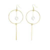 Zinc Alloy Drop Earrings with Plastic Pearl gold color plated fashion jewelry & for woman Sold By Pair