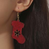 Boucle d'oreille bijoux acrylique, chaussures, bijoux de mode & pour femme, rouge, 35x69mm, Vendu par paire