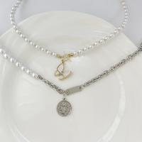 Zinklegierung Schmuck Halskette, mit Kunststoff Perlen & Acryl, plattiert, Modeschmuck & verschiedene Stile für Wahl & für Frau, keine, 20mm, Länge:ca. 41 cm, verkauft von PC