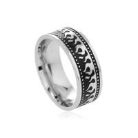 Rozsdamentes acél Finger Ring, 304 rozsdamentes acél, Tűz, ezüst színű bevonattal, divat ékszerek & a nő, fekete, 8mm, Belső átmérő:Kb 17mm, Által értékesített PC