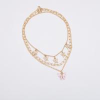 Mode-Multi-Layer-Halskette, Zinklegierung, mit Kristall, Schmetterling, goldfarben plattiert, drei Schichten & Modeschmuck & für Frau, 10mm, Länge 39.5 cm, 44.5 cm, 47.5 cm, verkauft von PC