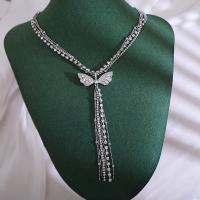 Zinek svetr řetěz náhrdelník, Motýl, barva pozlacený, módní šperky & vícevrstvá & pro ženy & s drahokamu, Délka Cca 39 cm, Prodáno By PC