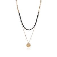 Multi Layer Necklace Zinc Alloy with 7.5CM extender chain Round gold color plated Double Layer & fashion jewelry & for woman & with rhinestone black Length Approx 56 cm Approx 47.5 cm Sold By Pair