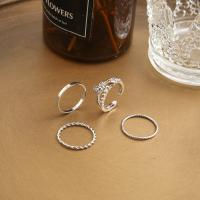 Set di anelli in lega di zinco, lega in zinco, placcato, 4 pezzi & gioielli di moda & stili diversi per la scelta & per la donna & con strass, nessuno, assenza di nichel,piombo&cadmio, Venduto da set