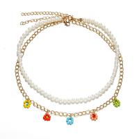 Zinc Alloy smykker halskæde, med Seedbead, Flower, 2 stykker & mode smykker & for kvinde, flere farver til valg, nikkel, bly & cadmium fri, Solgt af sæt
