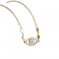 Titanium Steel Necklace with 2inch extender chain Evil Eye 18K gold plated oval chain & for woman & enamel & with rhinestone Length Approx 16.5 Inch Sold By PC