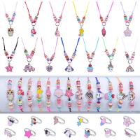 Zinc Alloy Jewelry Set with Wax Cord plated 13 pieces & for children & enamel Sold By Set