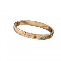 Titanium Steel Finger Ring, 18K gold plated, for woman & enamel, US Ring Size:7.5, Sold By PC