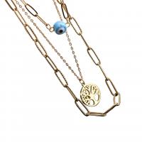 Titanstahl Halskette, mit Verlängerungskettchen von 2inch, Baum des Lebens, mehrschichtig & für Frau & hohl, keine, Länge:ca. 15.7 ZollInch, verkauft von PC