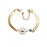 Titanium Steel Bracelet, with 2inch extender chain, Evil Eye, gold color plated, Unisex & enamel, more colors for choice, Length:Approx 6.3 Inch, Sold By PC