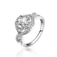 Brass Finger Ring platinum plated & micro pave cubic zirconia & for woman US Ring Sold By PC