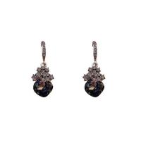 Tibetan Style Drop Earring, with Crystal, plated, for woman & with rhinestone, more colors for choice, 13x35mm, Sold By Pair