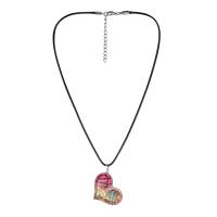 Resin Necklace, with Wax Cord, with 2inch extender chain, Heart, fashion jewelry & for woman, 30x38mm, Length:Approx 19.7 Inch, Sold By PC