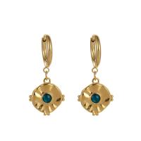 304 rustfrit stål Huggie Hoop Drop Earring, med Resin, guldfarve belagt, mode smykker & for kvinde, 13x30mm, Solgt af par