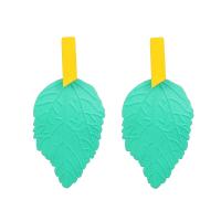 Tibetan Style Drop Earring, Leaf, painted, fashion jewelry & for woman, 35x73mm, Sold By Pair