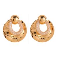 alliage de zinc Boucle d'oreille goutte, Motif géométrique, Placage de couleur d'or, bijoux de mode & pour femme & avec strass, 35x40mm, Vendu par paire