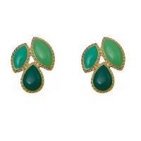 Brass Earring Clip gold color plated fashion jewelry & for woman & enamel green nickel lead & cadmium free Sold By Pair