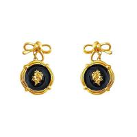 Brass Earring Clip, gold color plated, fashion jewelry & for woman & enamel, nickel, lead & cadmium free, 28x17mm, Sold By Pair