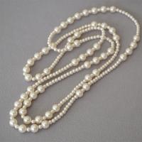 Sweater Chain Necklace, Plastic Pearl, handmade, fashion jewelry & multilayer & for woman, white, Length:Approx 150 cm, Sold By PC