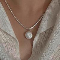 Freshwater Pearl Brass Chain Necklace, Pérolas de água doce, with cobre, joias de moda & para mulher, comprimento Aprox 45 cm, vendido por PC