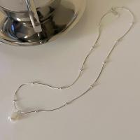 Collier de chaîne en laiton de perles d'eau douce, perle d'eau douce cultivée, avec laiton, bijoux de mode & pour femme, Longueur:Environ 45 cm, Vendu par PC